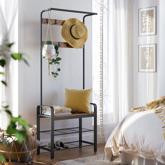 Mistana™ Odysseus 28.3'' Wide Hall Tree with Bench and Shoe Storage & Reviews Wayfair